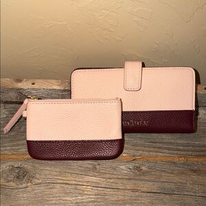 Vera Bradley Blush Pink and Burgundy Wallet Set